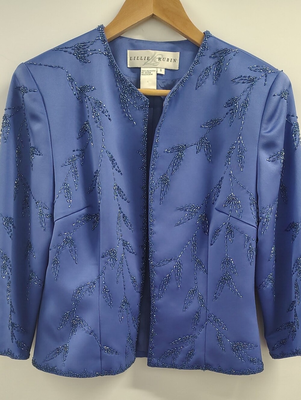 Vintage 90's Lillie Rubin Evening Jacket Beaded Blazer Lilac Purple Womens Sz 6